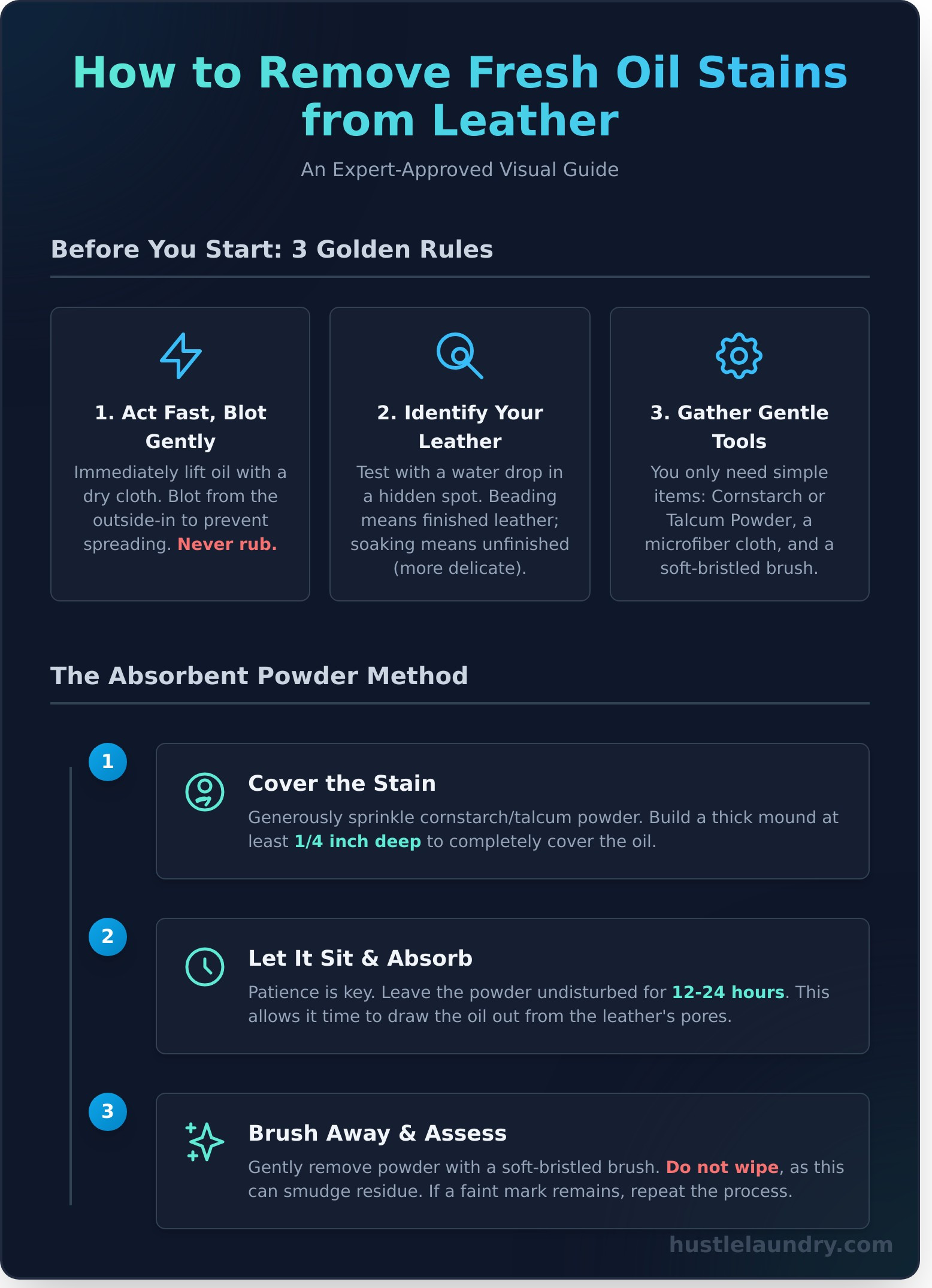 How to Remove Oil Stains from a Leather Bag: A Complete Guide - Infographic