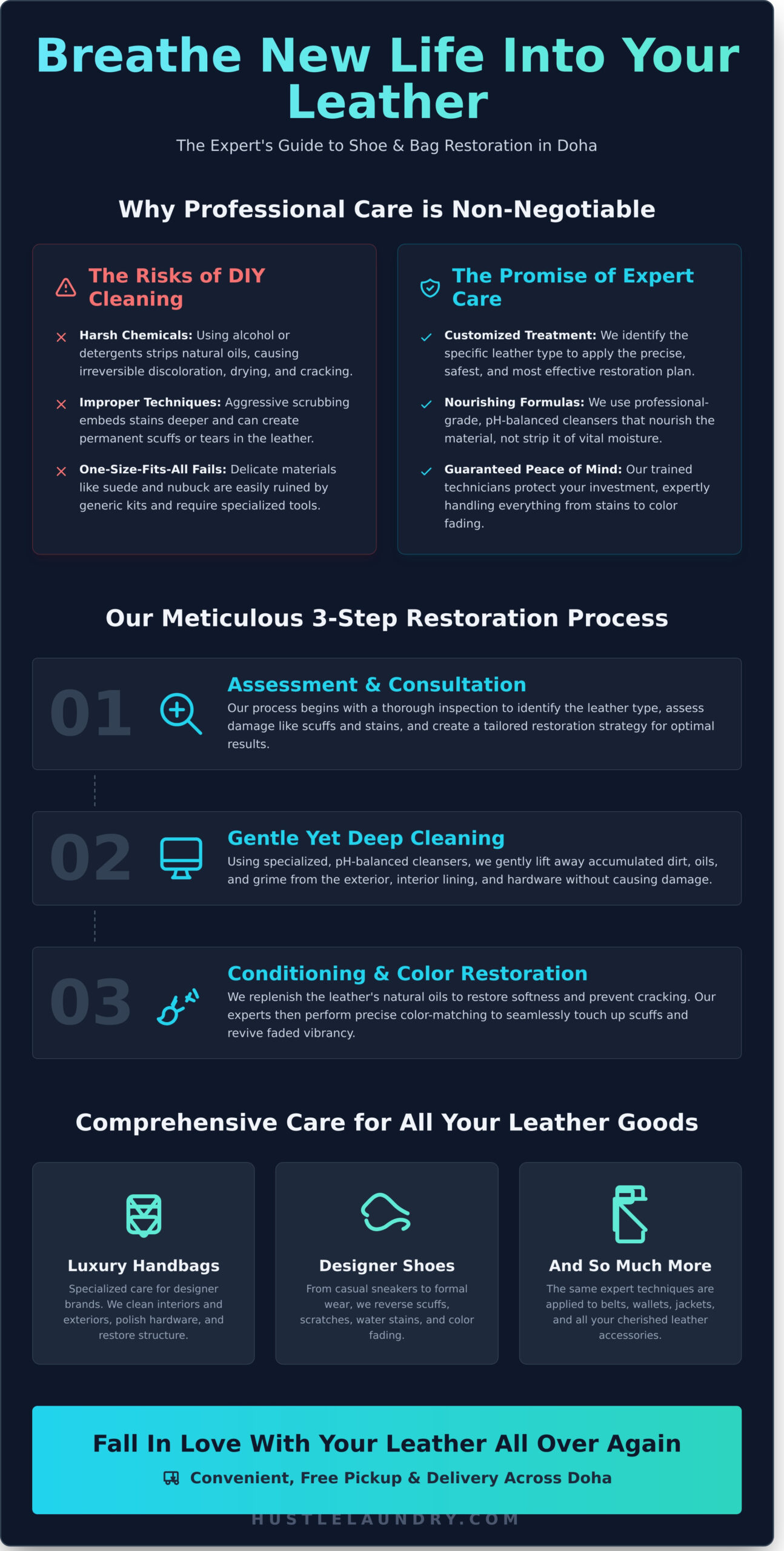 Expert Leather Shoe & Bag Cleaning and Restoration in Doha