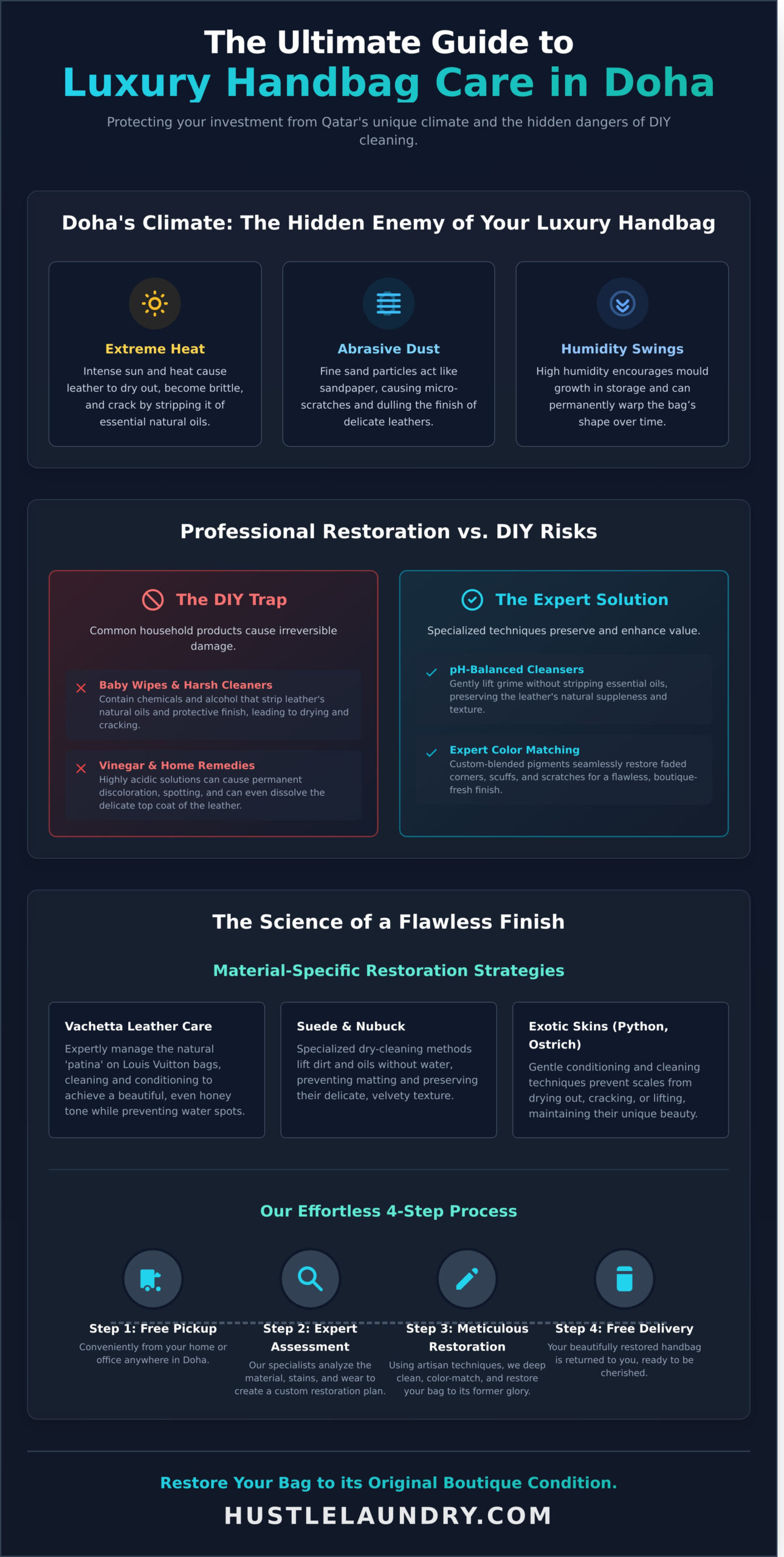 Handbag Cleaning and Restoration in Doha: The Ultimate 2026 Guide to Luxury Care - Infographic
