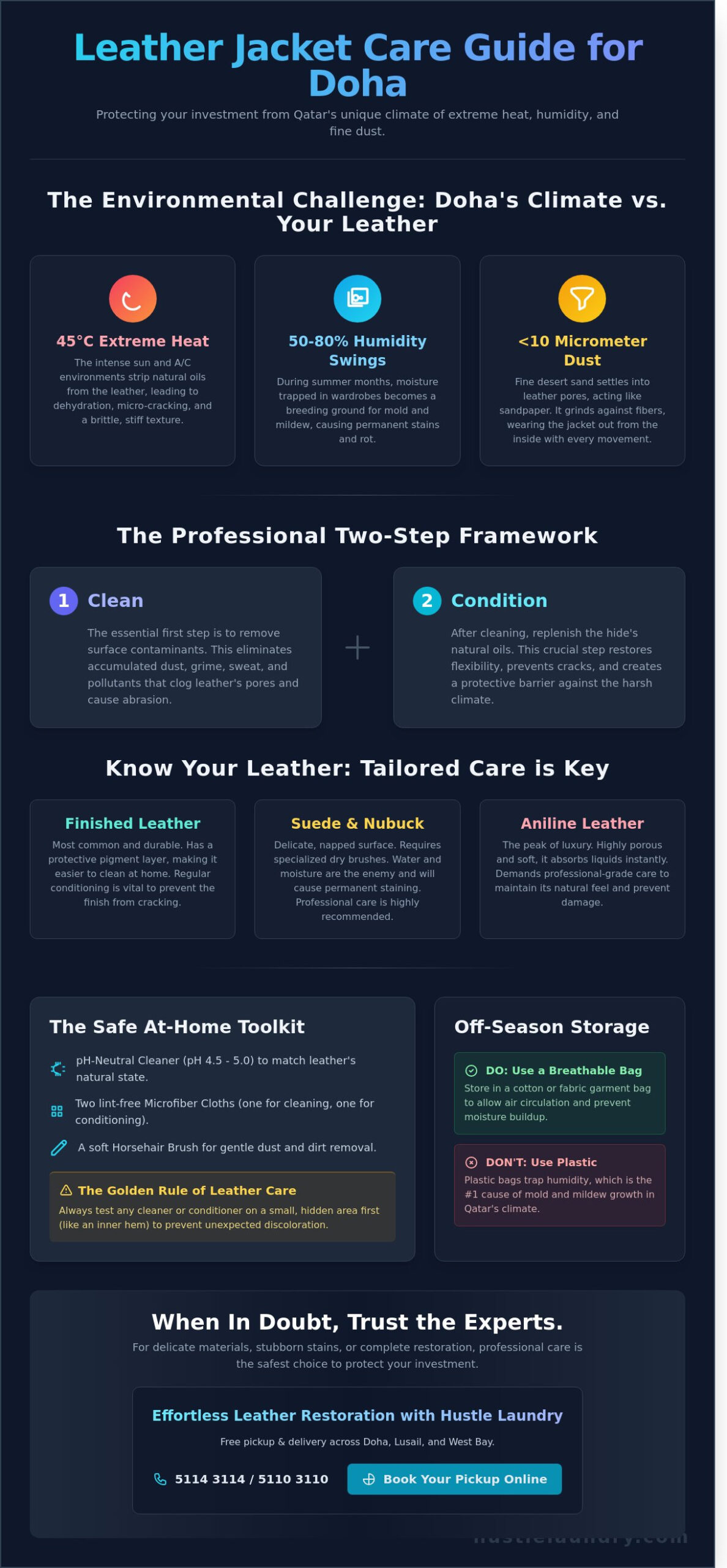 Professional Leather Jacket Cleaning and Conditioning in Doha: The 2026 Guide